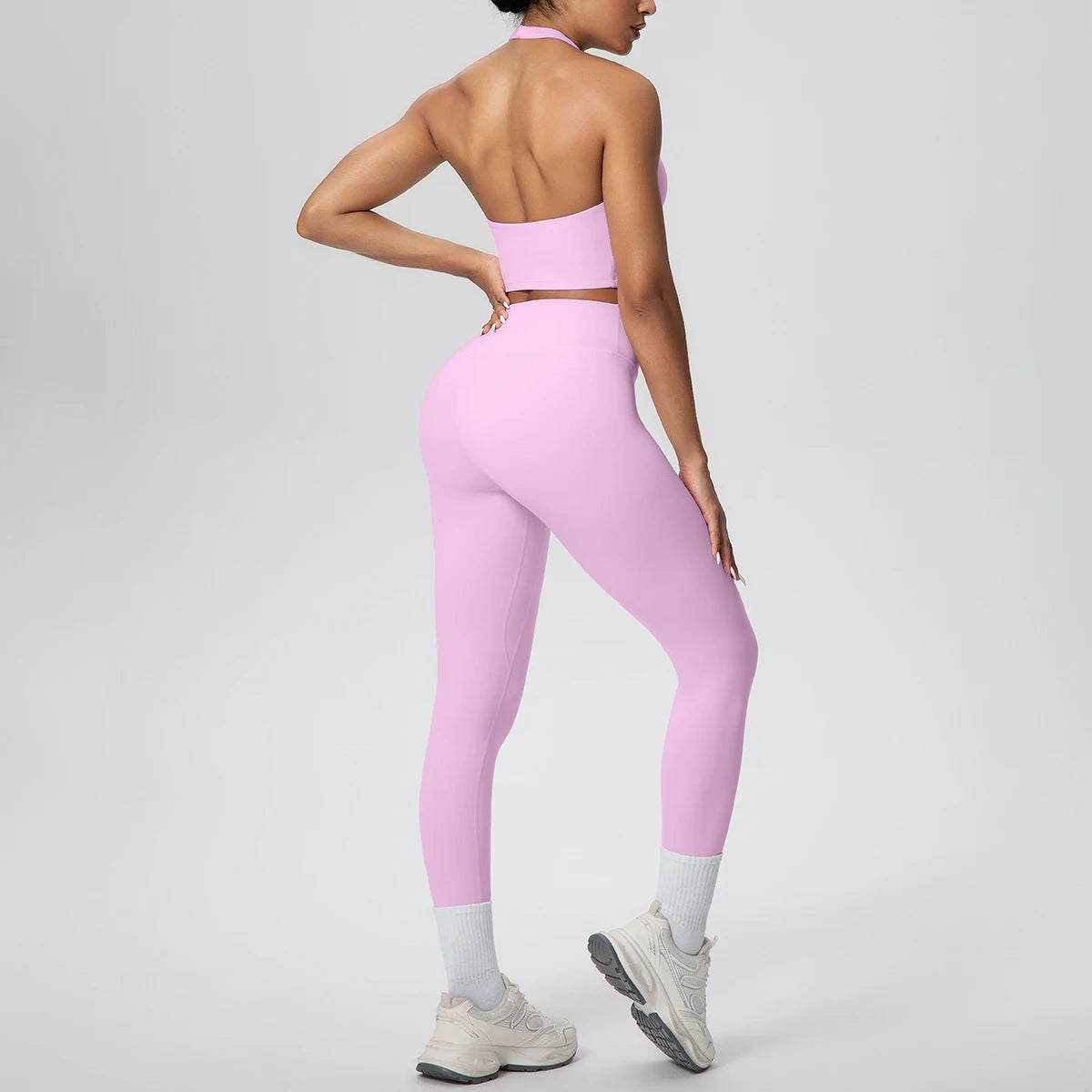 2PCS/set Yoga Set for Woman's Sexy Backless Halter Bra Sports Top Quick Drying Legging Summer Gym Fitness Pants Yoga Set