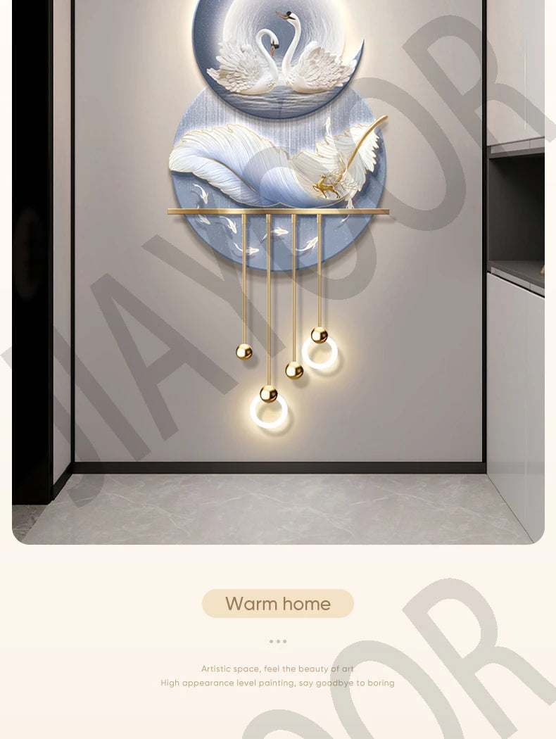 Modern Light Luxury Entrance Hall Decoration Painting New Atmospheric High-end Corridor Hanging Painting Wall Lamp Night Lamp