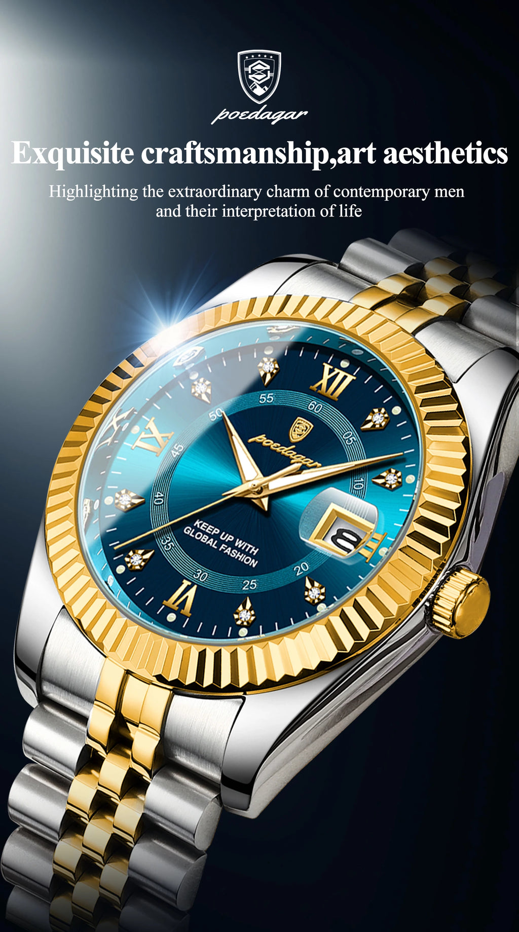 POEDAGAR Luxury Brand Man Wristwatch Waterproof Luminous Date Men Watch Stainless Steel High Quality Sports Men's Quartz Watches