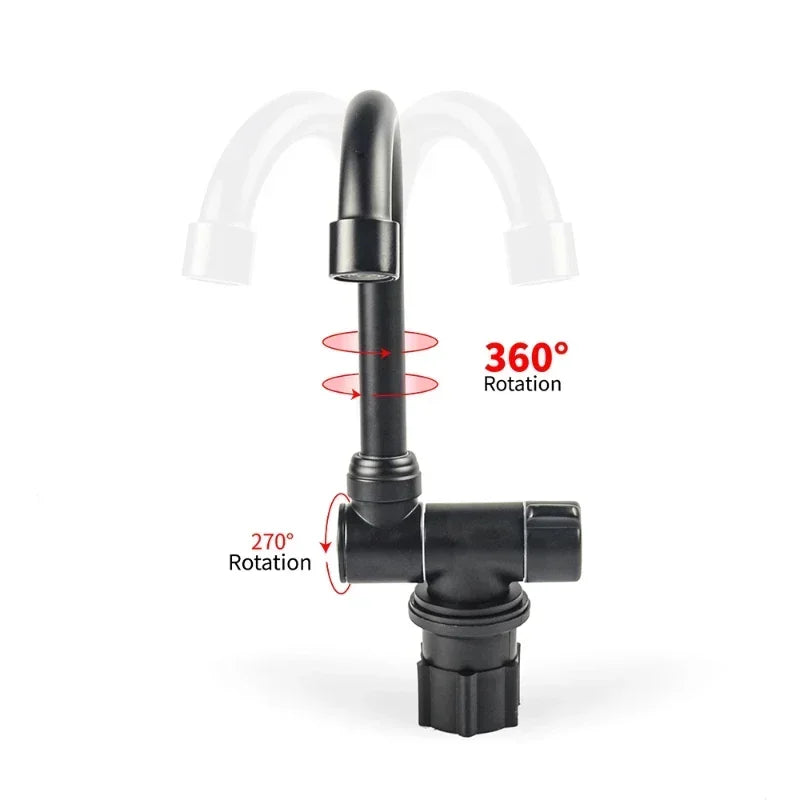 Folding Faucet 360 Degree Swivel Hot and Cold Water Faucet Kitchen Bathroom RV Marine Deck Hatch Boat Camper RV Accessories