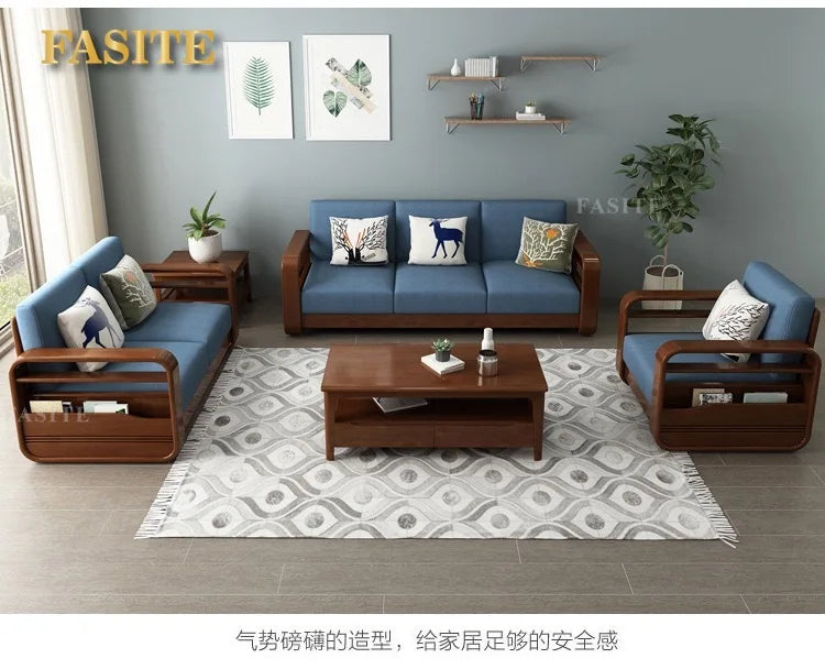 Furniture Nordic Solid WooWooden Living Room Simple sehold Turning Divan Small Apartment
