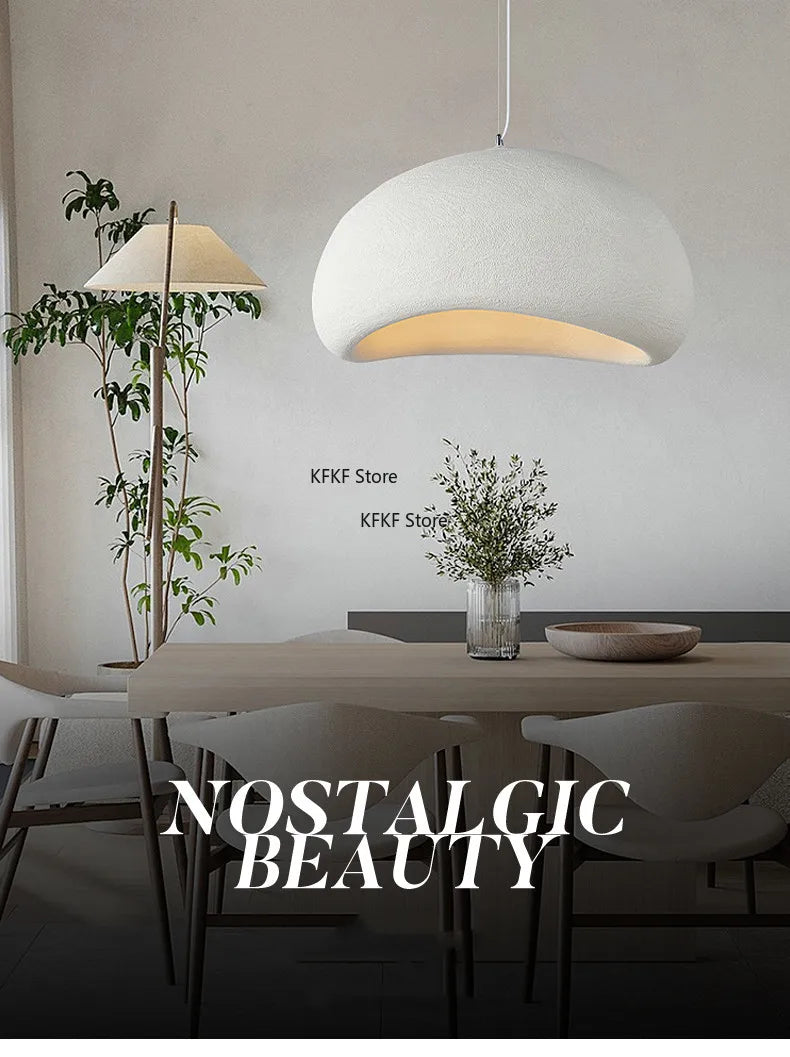 Nordic Wabi Sabi LED Pendant Light E27 Simple Chandelier Cord Suspend Lamp for Dining Room Restaurant Luminarias Fixtures