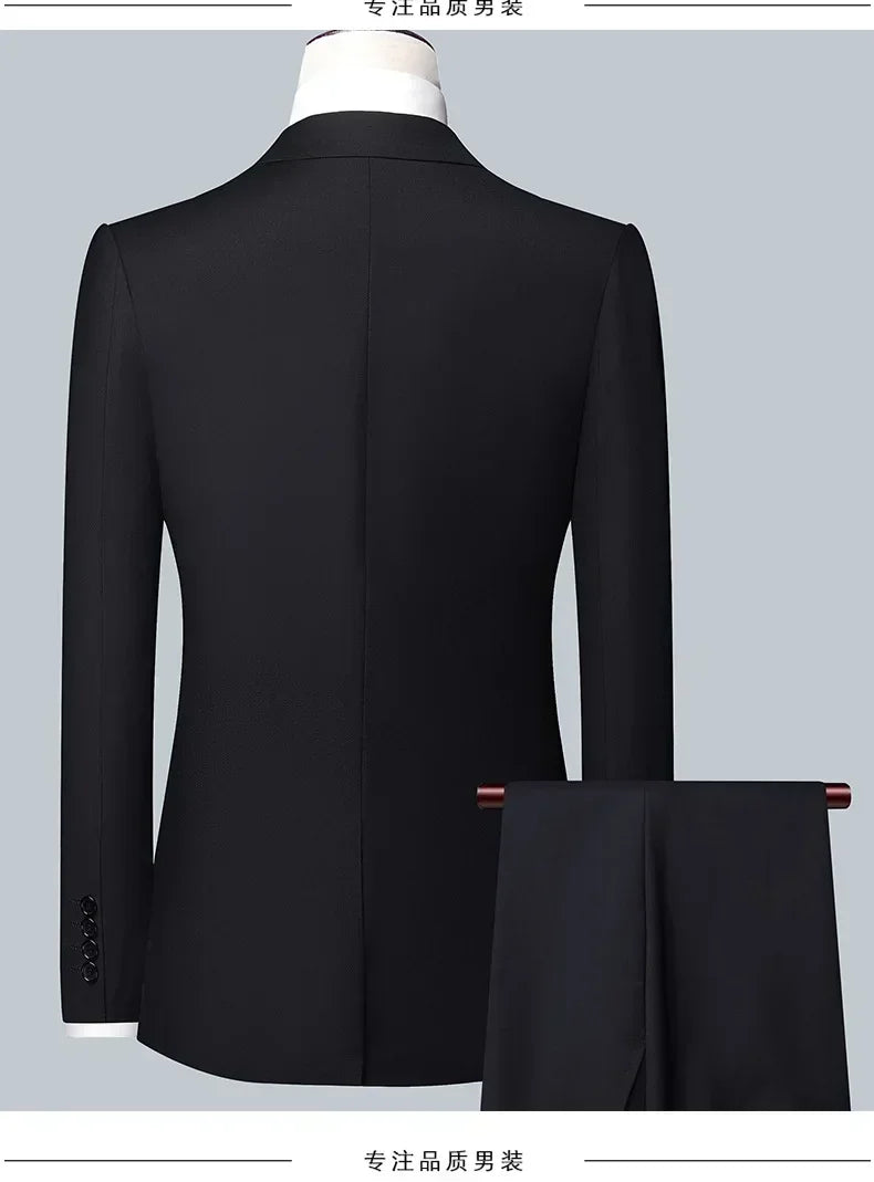 Suit Fashionable Formal Outdoor Gentleman Solid-color Men's Business Wedding Hosting Banquets Casual British Style Fitted Gentle
