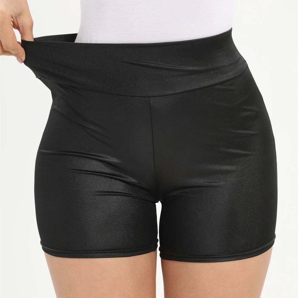 Sexy Black PU Casual Fashion Summer Shorts Women Clothing Goth Faux Leather High Waisted Womens Shorts Y2K Hot Woman Short Pants