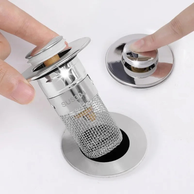 Stainless Steel Floor Drain Filter Washbasin Plug Anti Odor Pop-Up Bounce Core Basin Stopper Hair Catcher Shower Sink Strainer