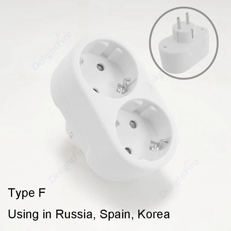 EU Electrical Socket 1 To 2/3 Way Outlet European Standard Expansion Socket Power Extension Plug Converter Travel Power Adapter
