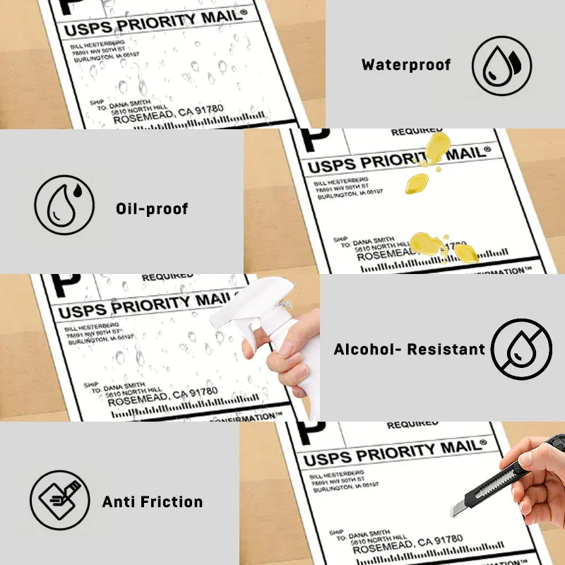 500/350/200 Sheet 4"x6" Thermal Label Paper 100x150mm Adhesive Sticker For Thermal Shipping Labels DHL UPS Express Barcode Label