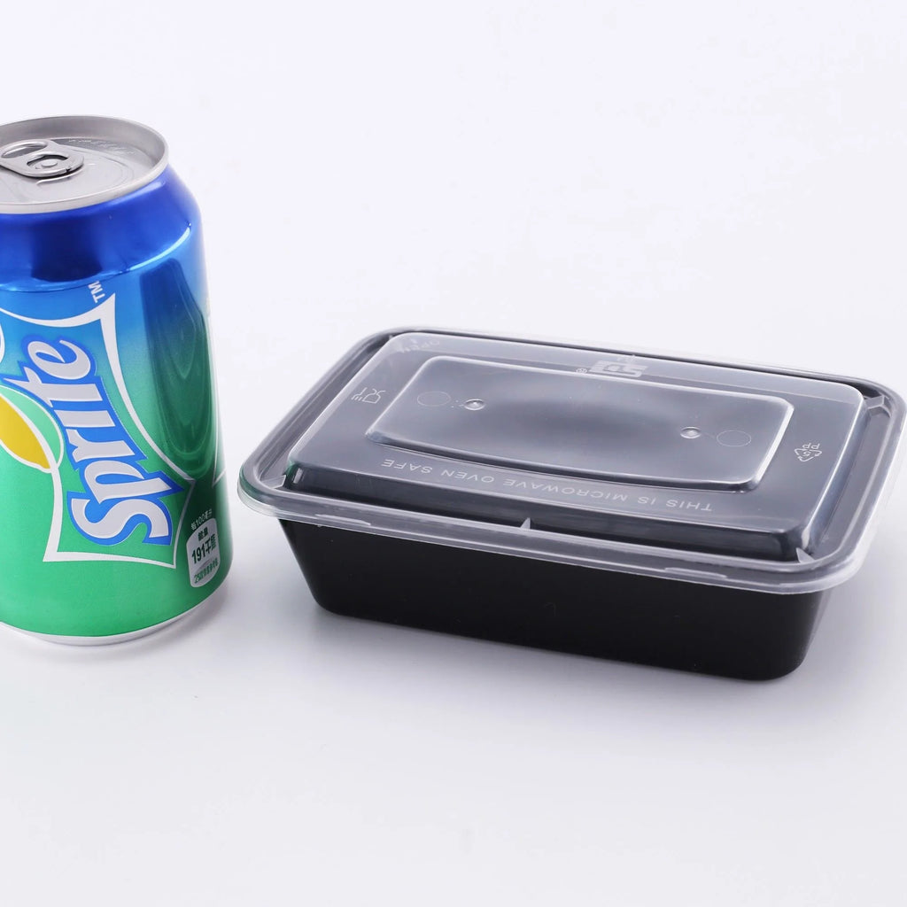 1/10PCS Plastic Disposable Food Containers Black Take out Containers With Kitchen Fridge Storage Boxes Lid for Salads Sandwiches