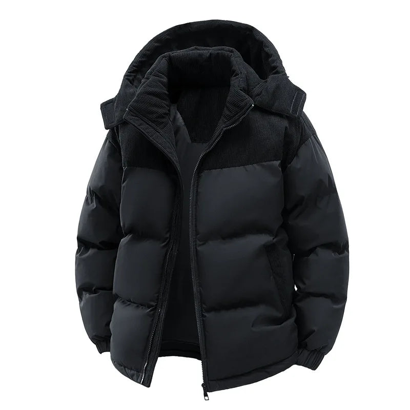 Custom LOGO cotton-padded clothes for men and women 2025 winter new thickened warm removable hooded cotton clothes couple jacket