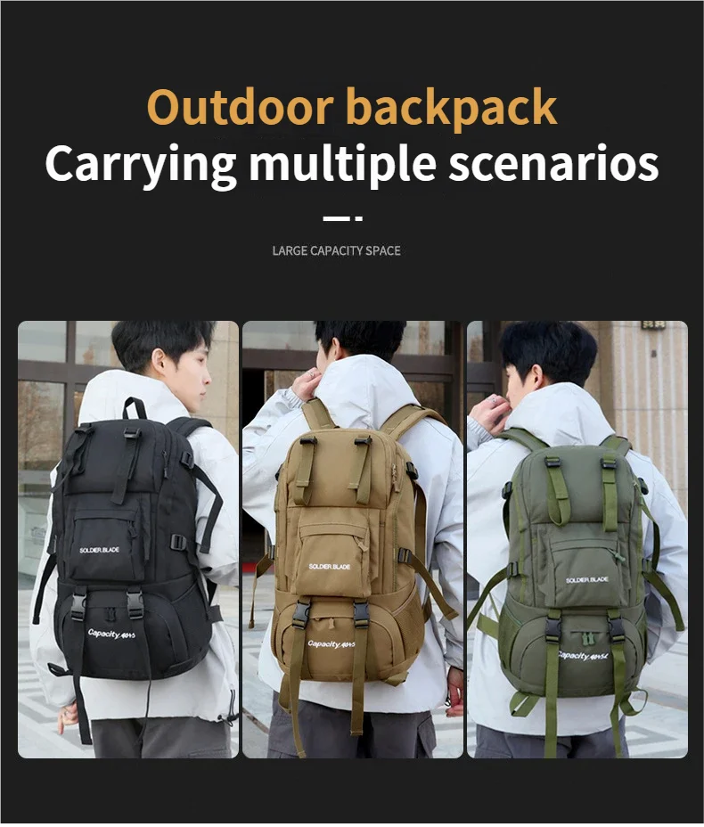40L Travel Tactical Backpack Men Women Outdoor Travel Cycling Large Capacity Waterproof Lightweight Weight-Lifting Hiking Bag