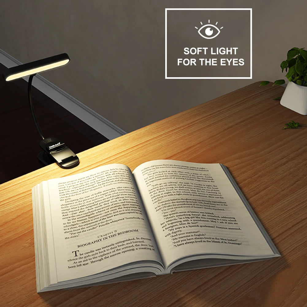 3 Color 14 LED Music Stand Light Adjustable Clip-on Piano Light USB Rechargeable Mini Desk Lamp Portable Reading Light Book Lamp