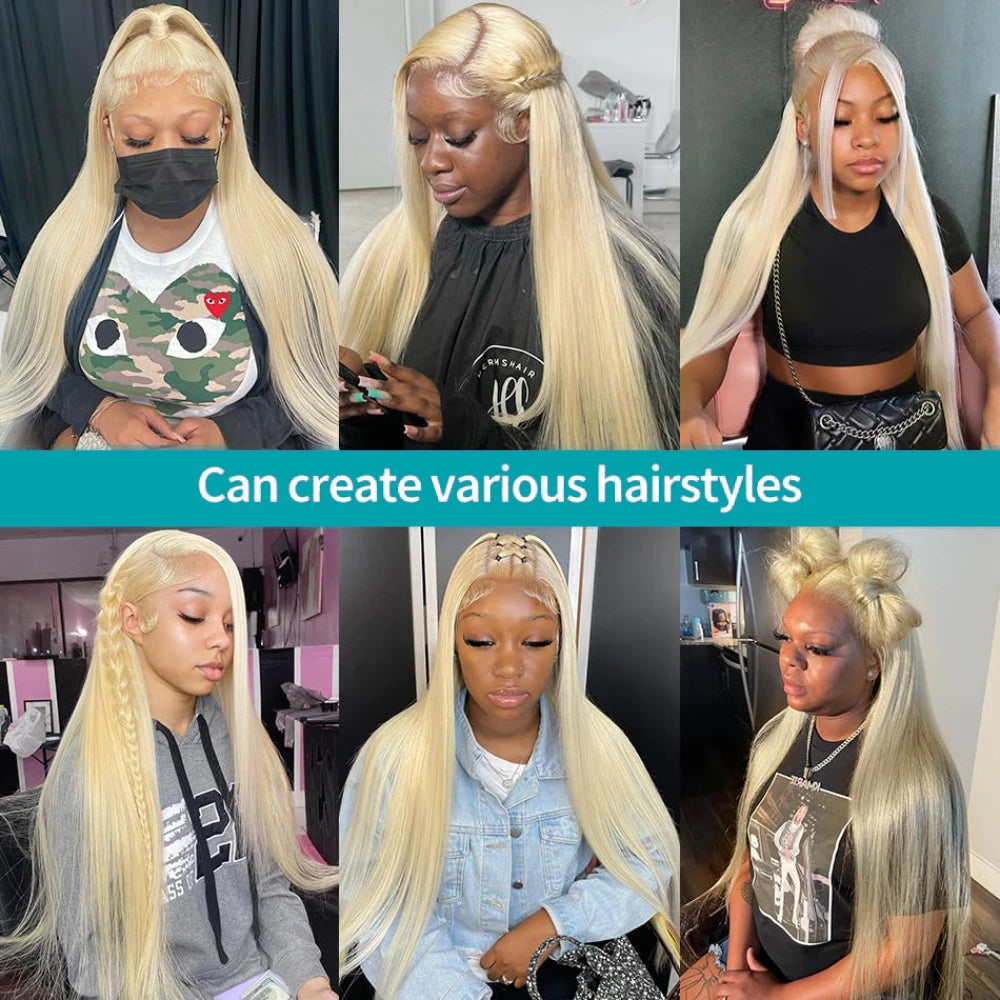 613 Blonde 30 40 Inch Bone Straight Human Hair Wig 13x6 Hd Lace Frontal Wig Brazilian 220 Density Colored Human Hair Lace Front Pre Plucked Wigs