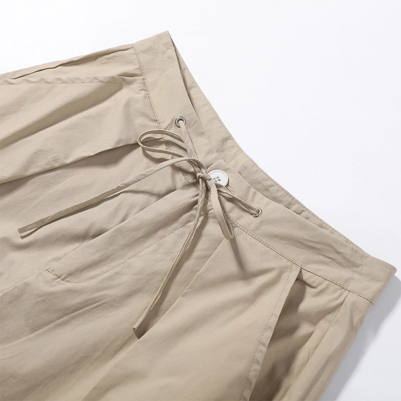Women 2 Piece Pant Sets Women Khaki Spaghetti Strap Corset Cami Top Pocket Wide Leg Cargo Pants 2026 Matching Vacation Outfits
