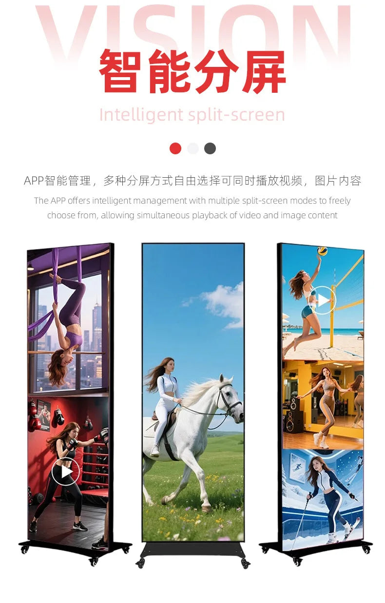 Indoor led poster screen folding advertising screen shopping mall mobile led display