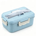 Wheat Straw Lunch Box Microwave‑Safe Portable Bento Box with Tableware Food Storage Container for Kids School Office