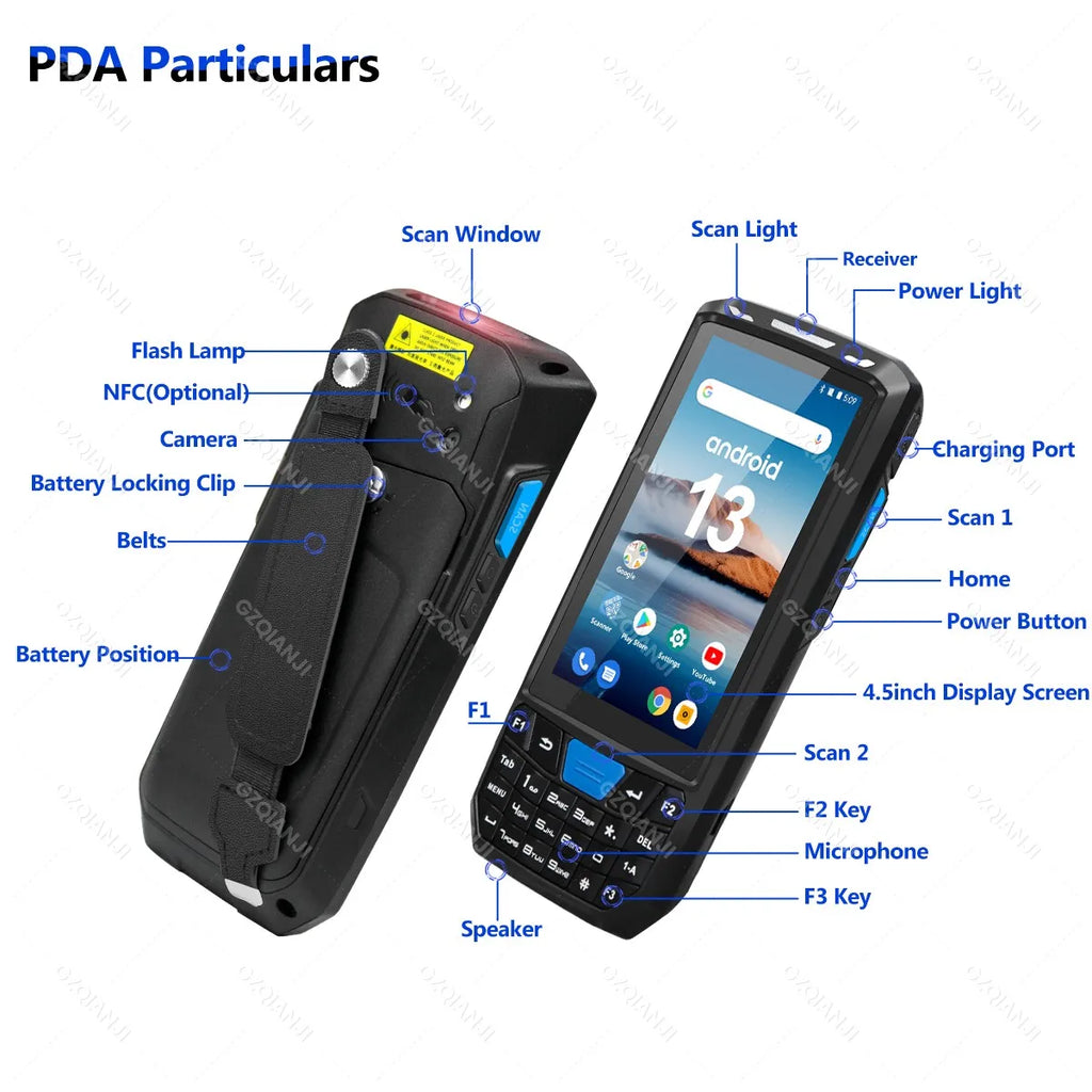 PDA Android Handheld Terminal Honeywell Barcode Scanner 1D 2D QR Portable Data Collector Terminal Device with WIFI 4G NFC