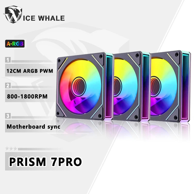 ICE Whale Prism 7 PRO ARGB PC Case Fan 120mm Infinity Mirror Design Motherboard Lighting Sync 4PIN PWM CPU Cooler Fan Ventilador