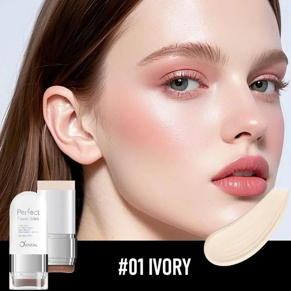 Upgrade O'CHEAL Perfect Cover Stick Thin And Comfortable Concealer Foundation Cream Stick Instant Natural Waterproof