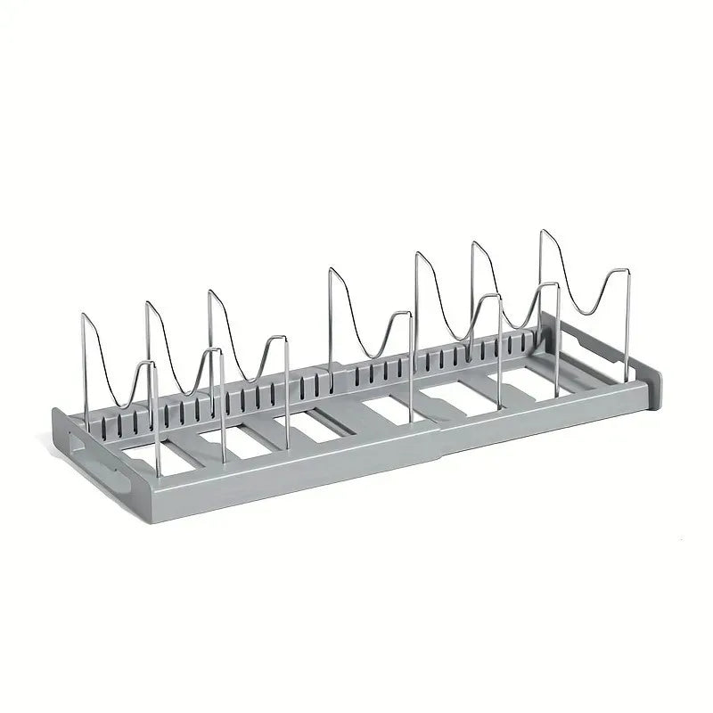 Expandable Kitchen Cabinet Pot Organizer - Adjustable Divider Rack, Multi-Use Storage Solution for Pots, Pans & Lids
