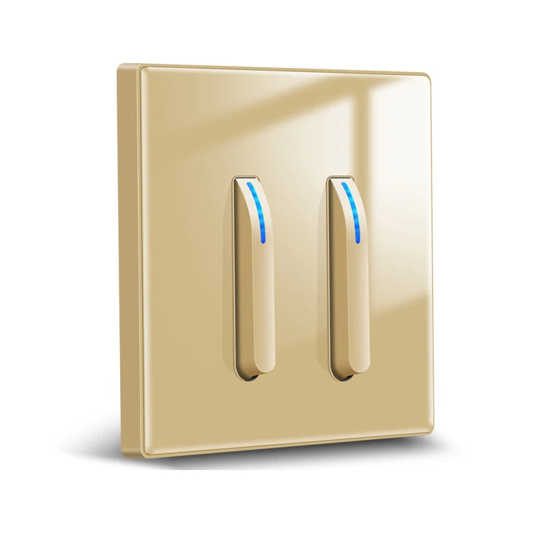 Wall Switch Light Switch 1 2 3 4 Gang Piano Button 1 Way 2 Way White Black Gray Gold Tempered Glass Panel L6