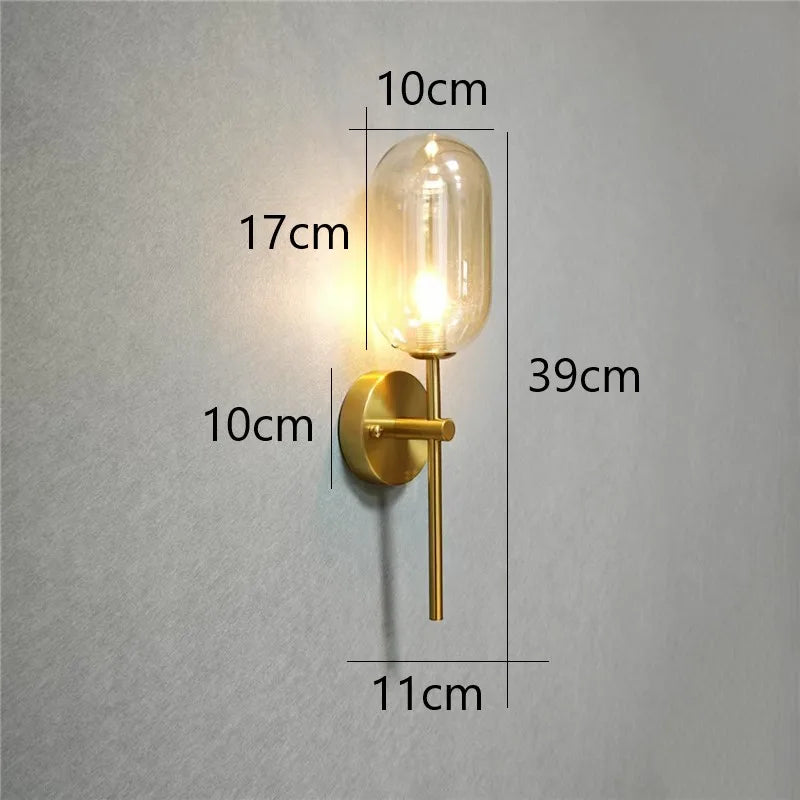 Modern Glass Wall Lamps Nordic Minimalism Creative Living Room Study Decorative Lighting Fixtures LED Bedroom Bedside Wall Light
