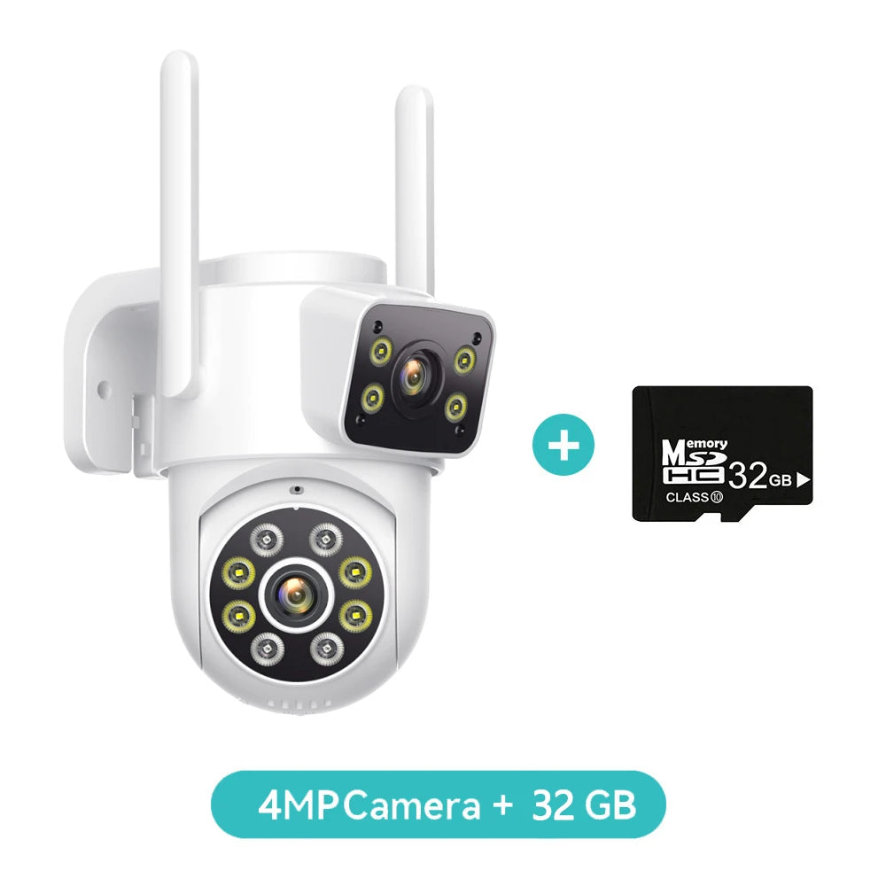 4K 8MP PTZ WiFi Surveillance Camera Dual Screen AI Human Detection Wireless Outdoor IP66 Waterproof CCTV Security P2P iCSee APP