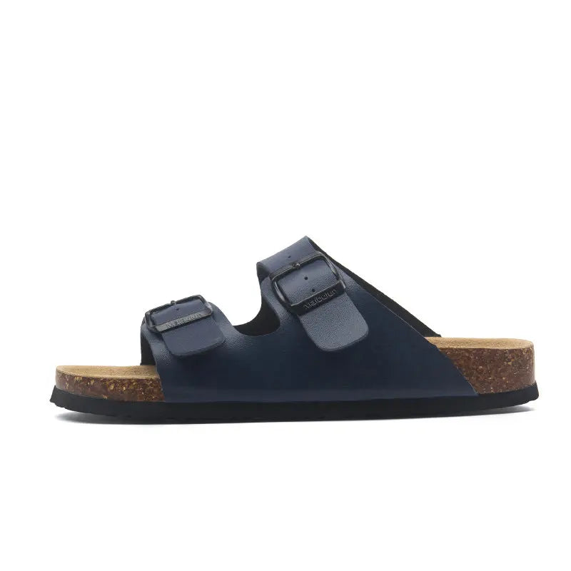 Hot Sales 2019 Summer Beach Cork Slippers Sandals Casual Double Buckle Clogs Sandalias Women men Slip on Flip Flops Flats Shoes