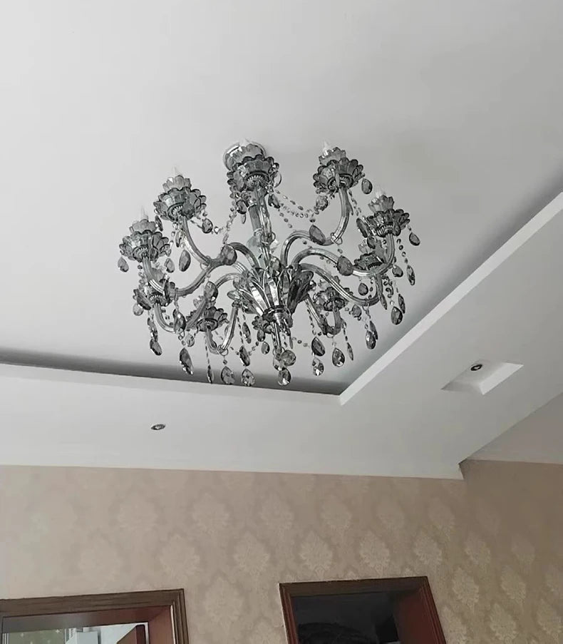 Modern Candle Crystal Lamp Living Room Large Crystal Chandelier Lighting Modern Atmosphere Restaurant Bedroom Hanging Lamps