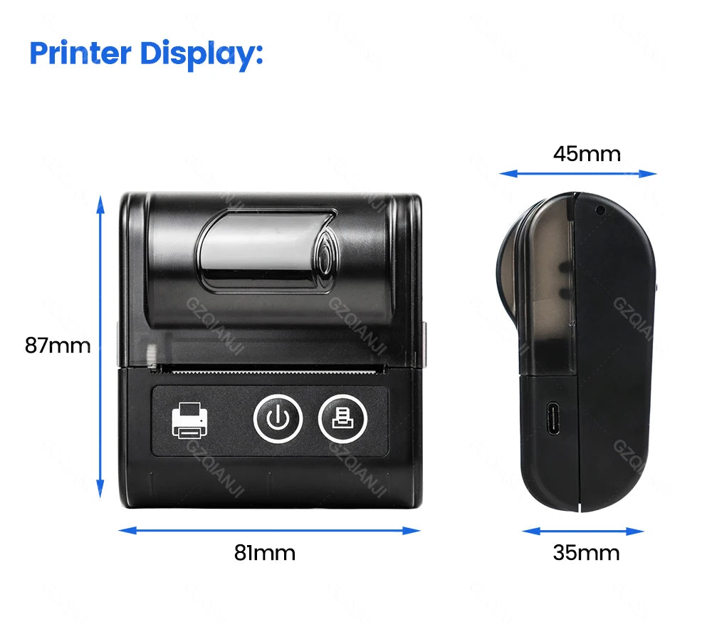Mini Bluetooth Thermal Printer Wireless Protable 58mm Receipt Bill POS Printer Loyverse POS Free App on Android Small Business