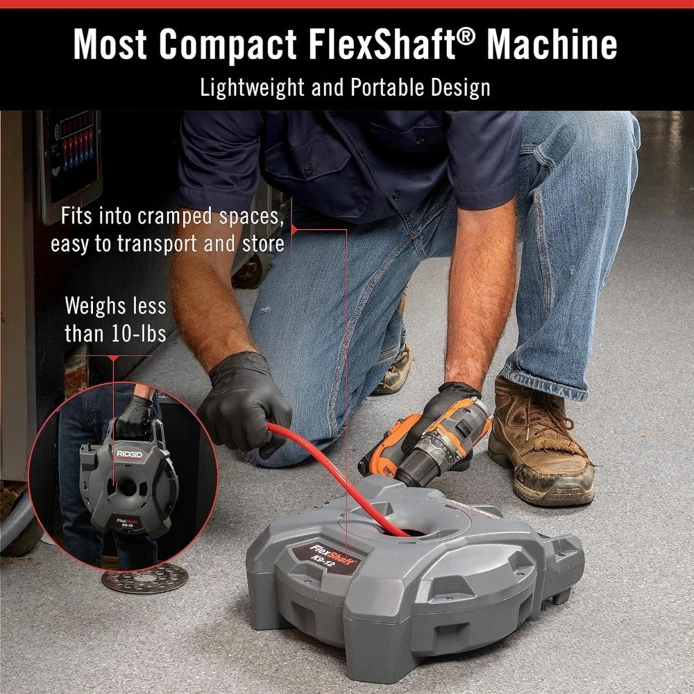 1/4 x 30 Feet Drain Cleaning Machine Wall to Wall Compact Drain Cleaner for 1-1/4 to 2 Inch Pipes Professional