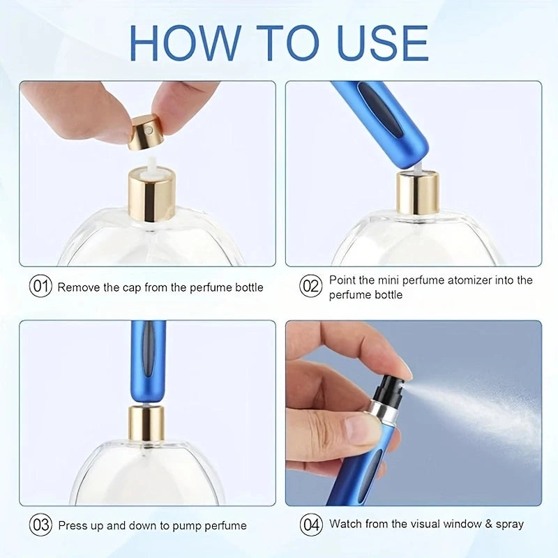 5 5ml Refillable Perfume Bottles, Mini Perfume Spray Bottles, Refillable Perfume Spray Scent Pump Containers, Portable Empty Perfume Spray Bottles Suitable for Women and Men for Travel