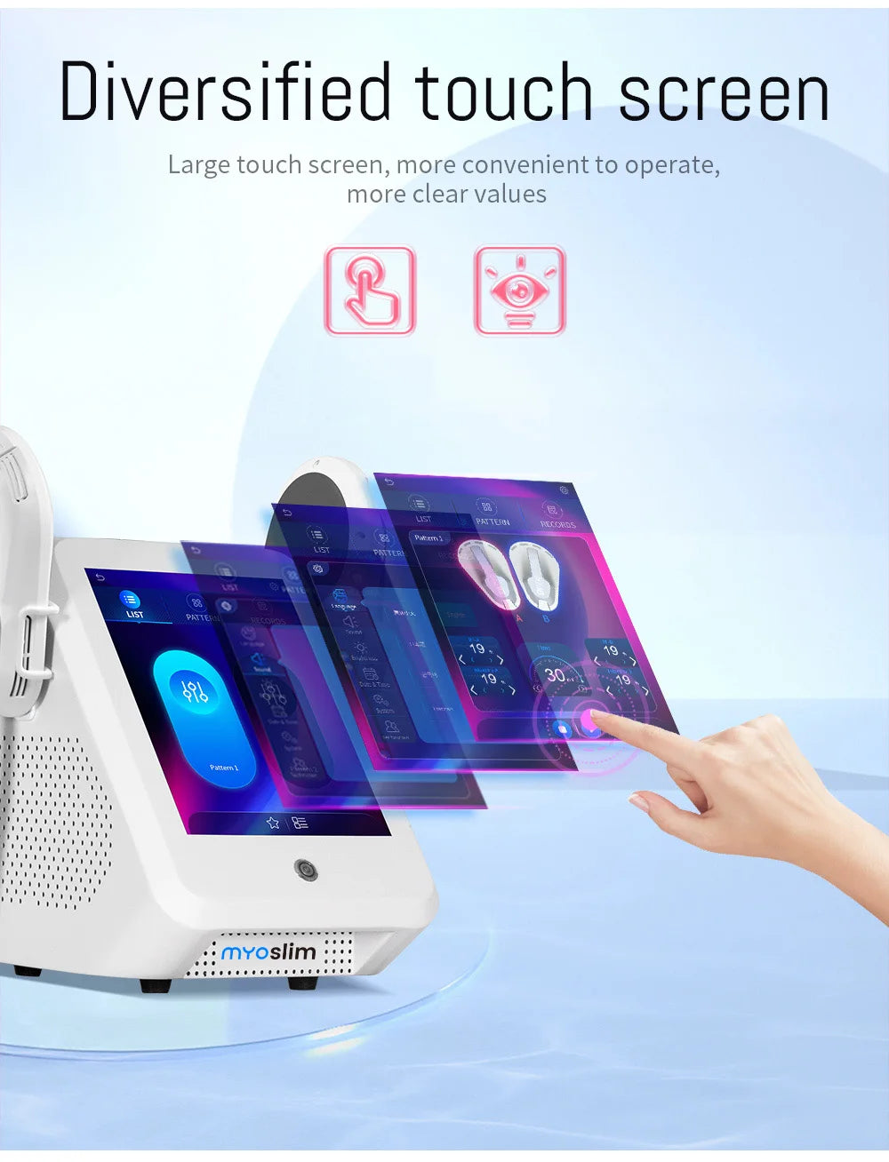 MYOslim EMS Body Sculpt Machine EMT+RF Muscle Building Fat Burning Skin Tightening 2 Handle Non-Invasive Body Shaping Device