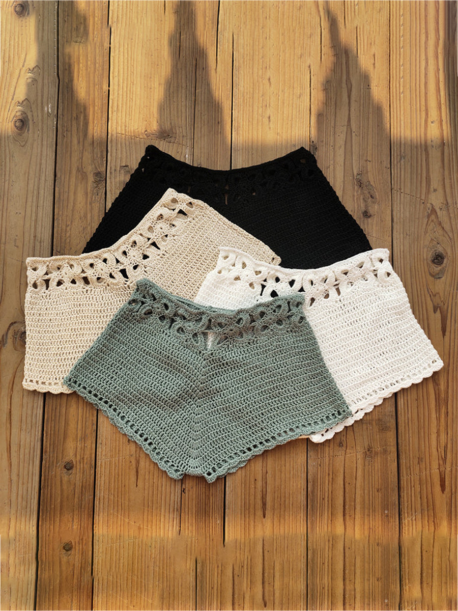 Meihuida Women´s Swim Shorts Hollow Crochet Cutout Bathing Suit Bottoms Drawstring Beach Board Shorts Summer Swim Trunks
