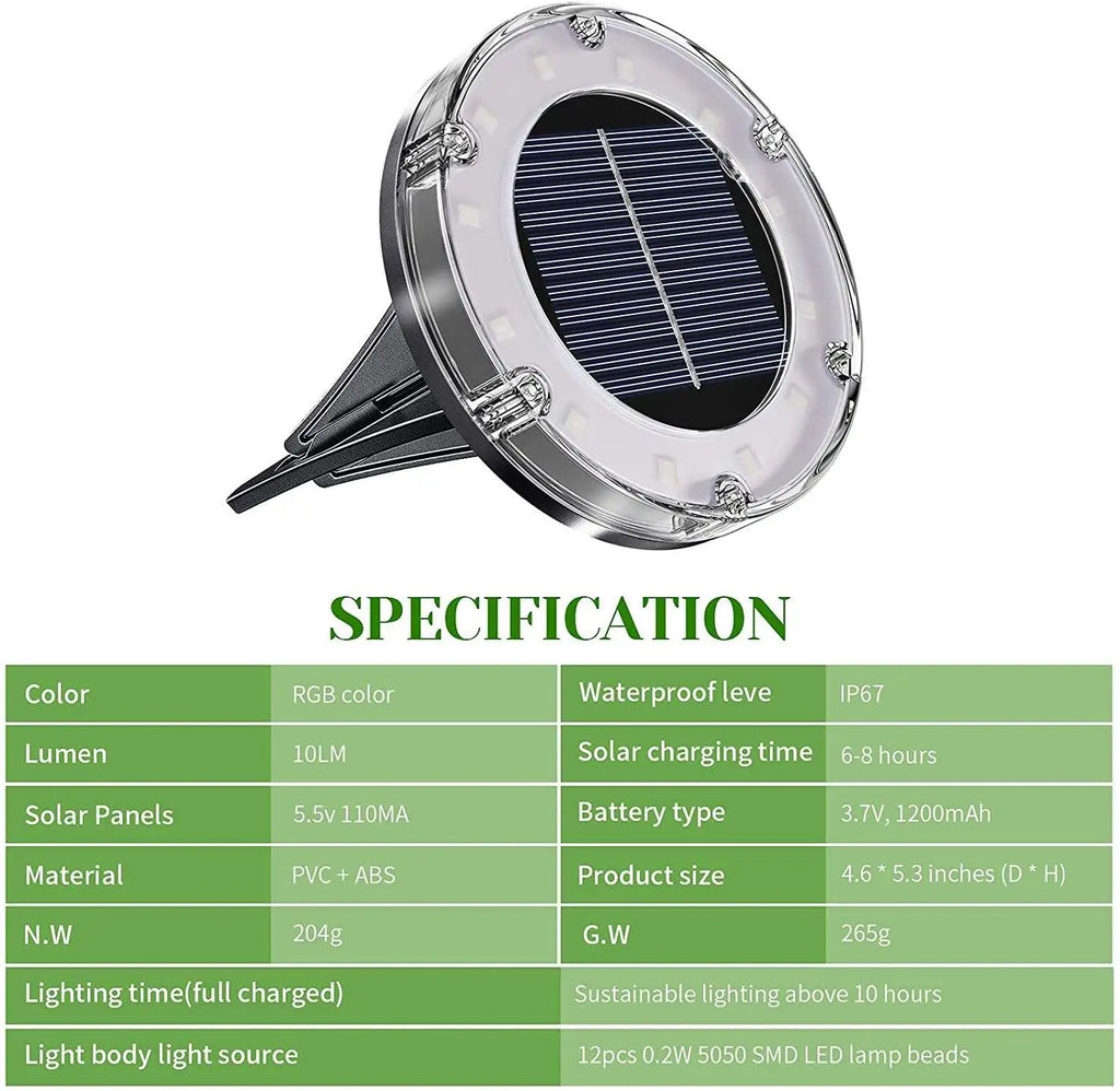 12LED Solar Ground Lights IP65 Waterproof Solar Light Outdoor Solar Garden Light For Yard Lawn Patio Deck Landscape Decor