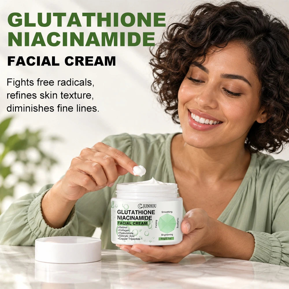 JUINHOU Face Cream Glutathione Niacinamide Moisturizer Evens Skin Tone Reduce Dullness Dark Spots Daily Facial Skin Care