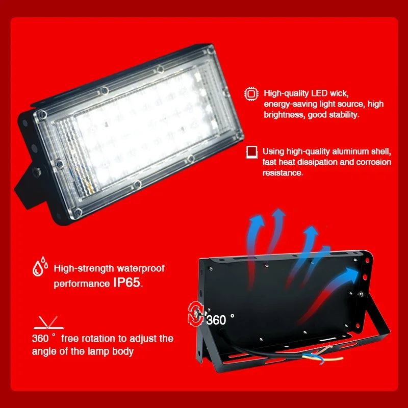 LED Flood Light 50W 100W Outdoor Lighting AC 110V 220V Floodlight IP65 Reflector Projecteur Led Exterieur Focus Spotlight