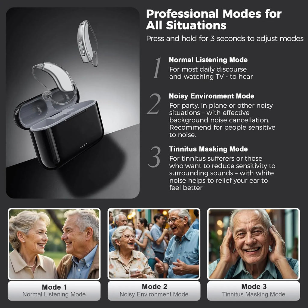 New Hearing Aids with Noise Cancellation Bluetooth Rechargeable Hearing Aids for Seniors Hearing Aid High Quality Audifonos