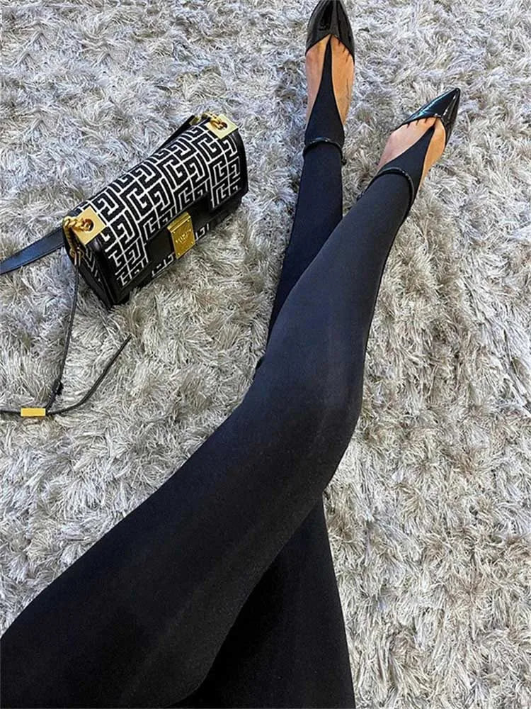 Korean Fashion Winter Black High Waisted Skinny Y2K Women Pants Sexy Glitter Casual Club 2022 Leggings Pants Long