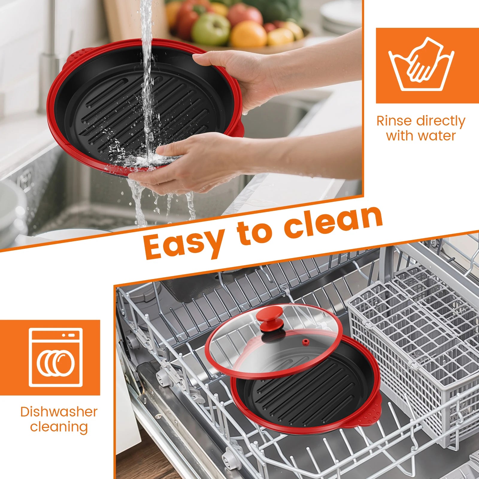 Microwave Grill Pan Non Stick Microwave Grilling Pan with Lids Large Capacity Microwaves Frying Pans for Cooking Kitchen Gadgets