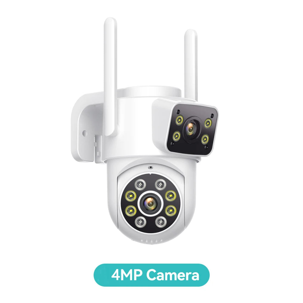 4K 8MP PTZ WiFi Surveillance Camera Dual Screen AI Human Detection Wireless Outdoor IP66 Waterproof CCTV Security P2P iCSee APP