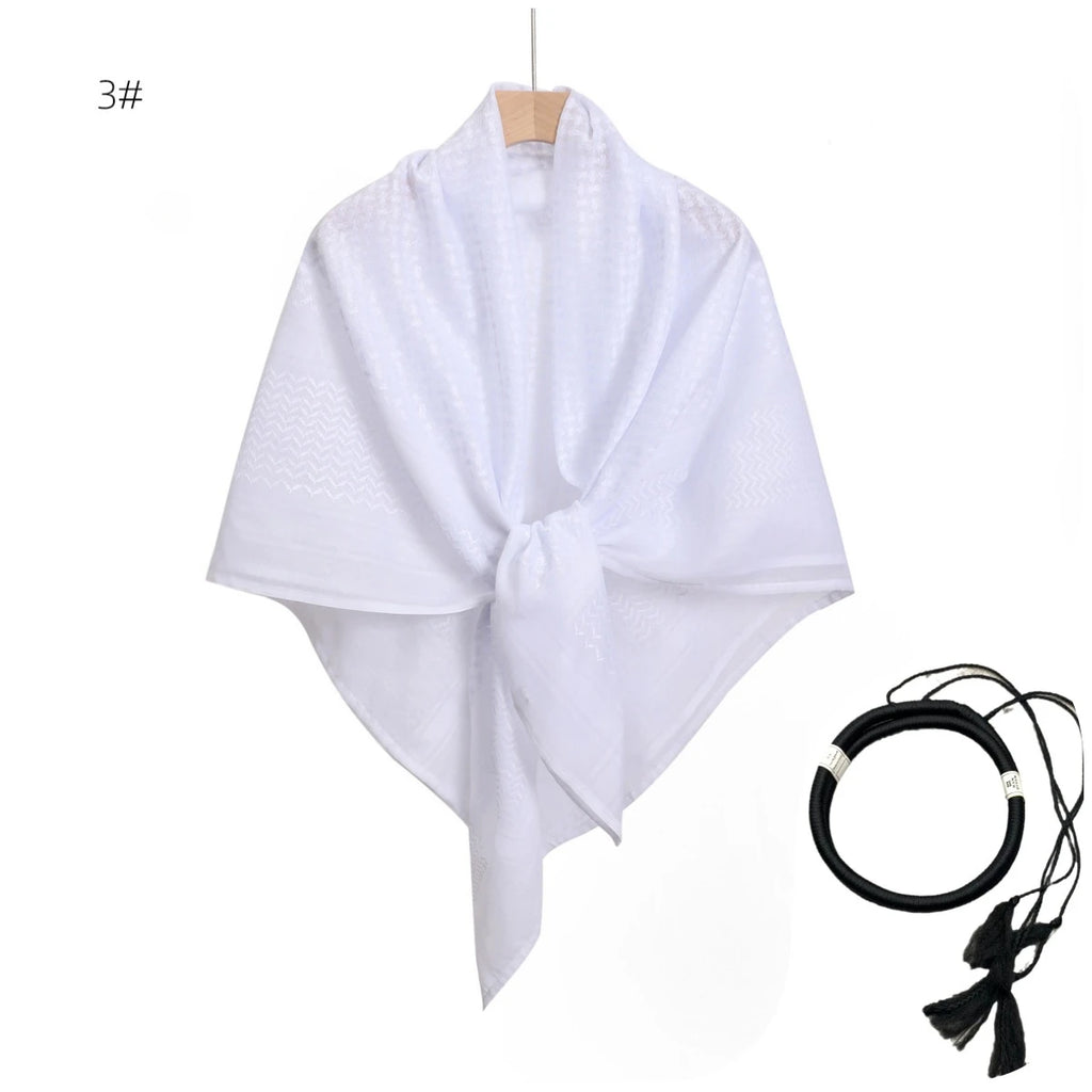 Arab Shemagh Muslim Keffiyeh Head Wrap Tactical Desert Head Neck Scarf Military Shawl Arabic Scarf Headwear with Agal Rope