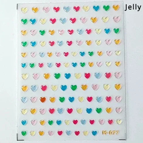 5D Gradient Love Gem Glitter Love Heart Colorful Cat's Eye Rhinestone Soft Self Adhesive Nail Art Stickers Shiny Manicure Decals