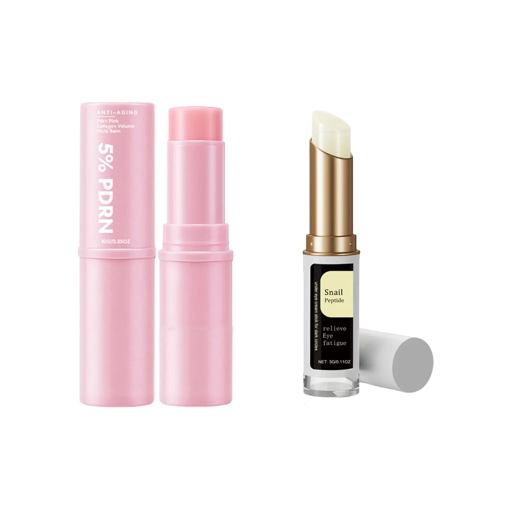 Eye & Face Skincare Duo Set Snail Mucin Anti Wrinkle Eye Cream Stick & PDRN Pink Collagen Volumer Multi Balm Firming Plump Care
