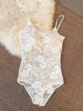 Sexy Lace Slim Jumpsuit Women Sleeveless Backless Solid Hollow Out Tops Summer Fashion Y2K Spaghetti Strap Top Lady Party Club