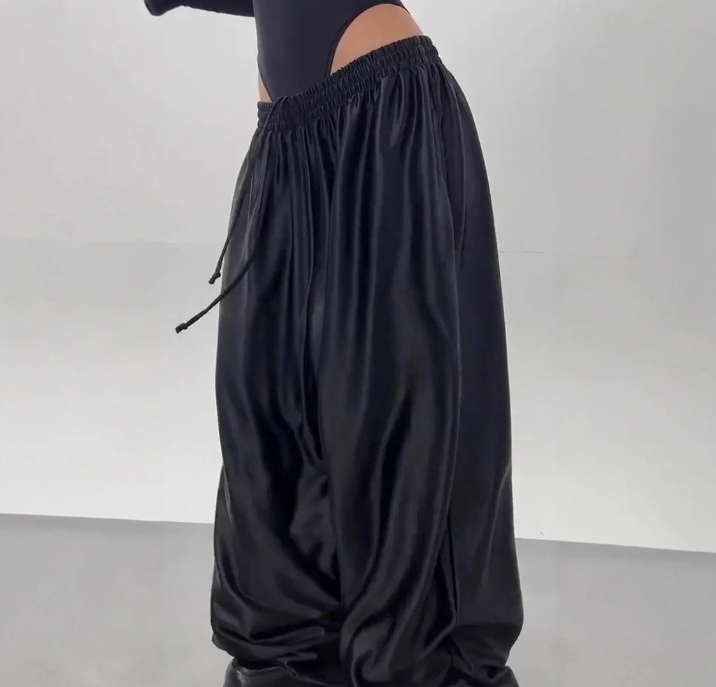 Women's Drawstring Wide Leg Pants Casual Floor-Length Trousers Spring Summer New Fashionable Comfortable Fit