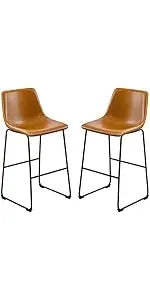 Furmax Set of 2 Modern PU Leather Swivel Adjustable Hydraulic Bar Stools White