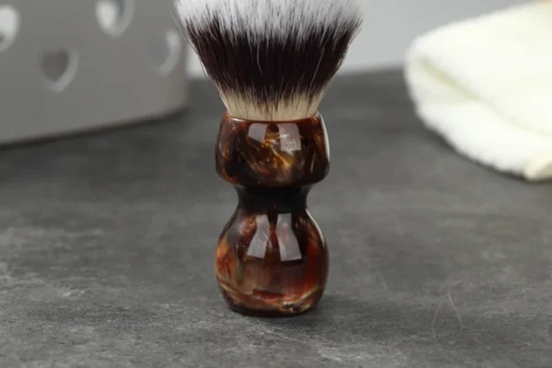 YAQI Caramel Cat's Whisker Synthetic Hair Mens Wet Shaving Brush - Premium Quality Travel Beard Care Grooming Tool