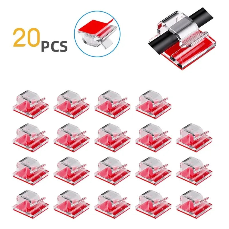 10/20/50PCS Cable Organizer Clips Wire Winder Holder Earphone Mouse Cord Clip Protector USB Cable Management Clips Wire Manager