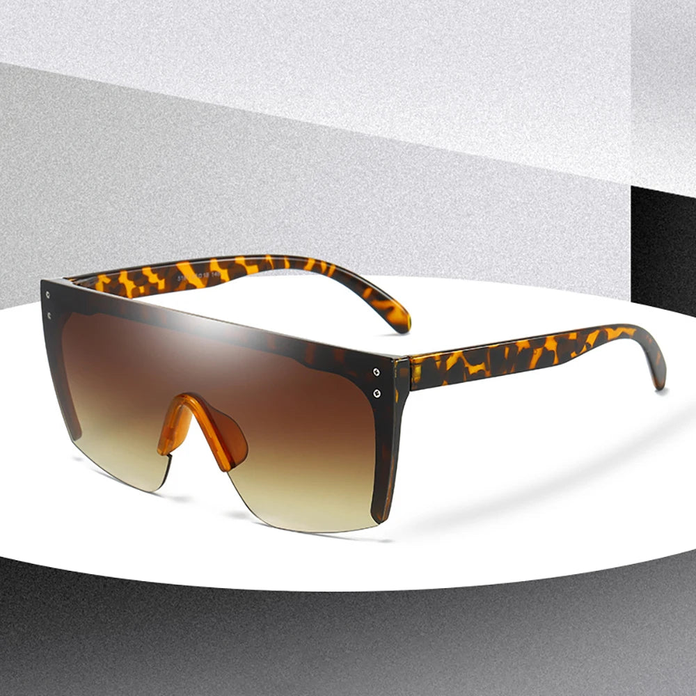 Men's sunglasses Mirrored Oversized Rimless Sun Glasses for Men Women Flat Top Shield Wrap Square UV400