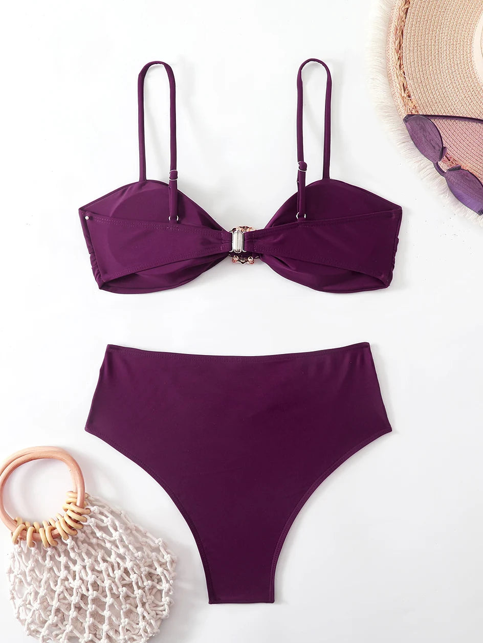 High Waist Bikini Women's Swimsuit Two-piece Bathing Suits Bandeau Woman Swimwear 2026 Trend Bikinis Sets Brazilian Beach Wear